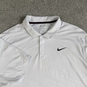 Nike Tiger Woods Dri Fit ADV Golf Polo Shirt Mens Performance White Size XL